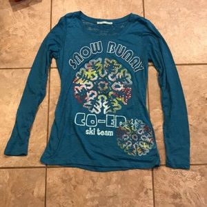 Long sleeve blue sparkly shirt